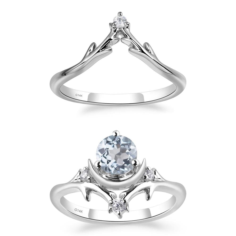 Aquamarine Crescent Moon and Star Ring - LUO Jewelry #metal_xxxxx