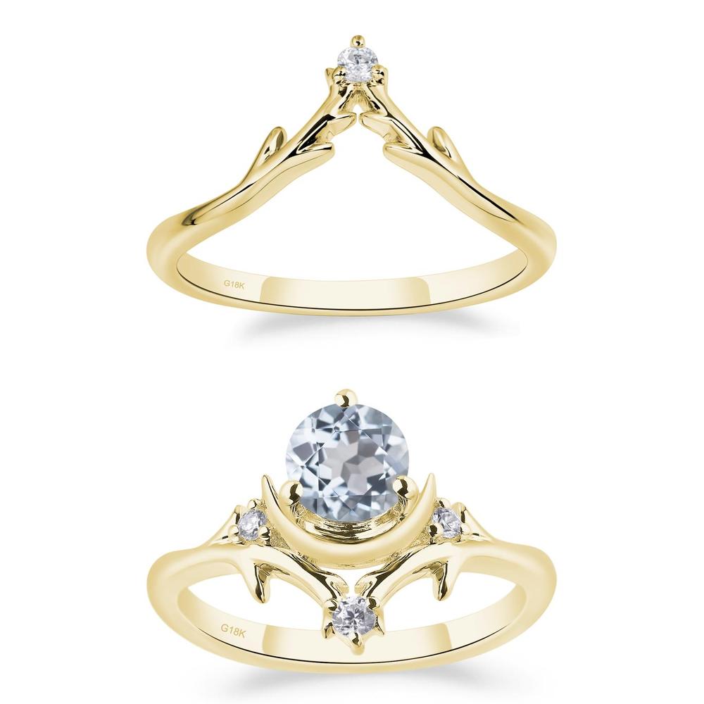 Aquamarine Crescent Moon and Star Ring - LUO Jewelry #metal_xxxxx