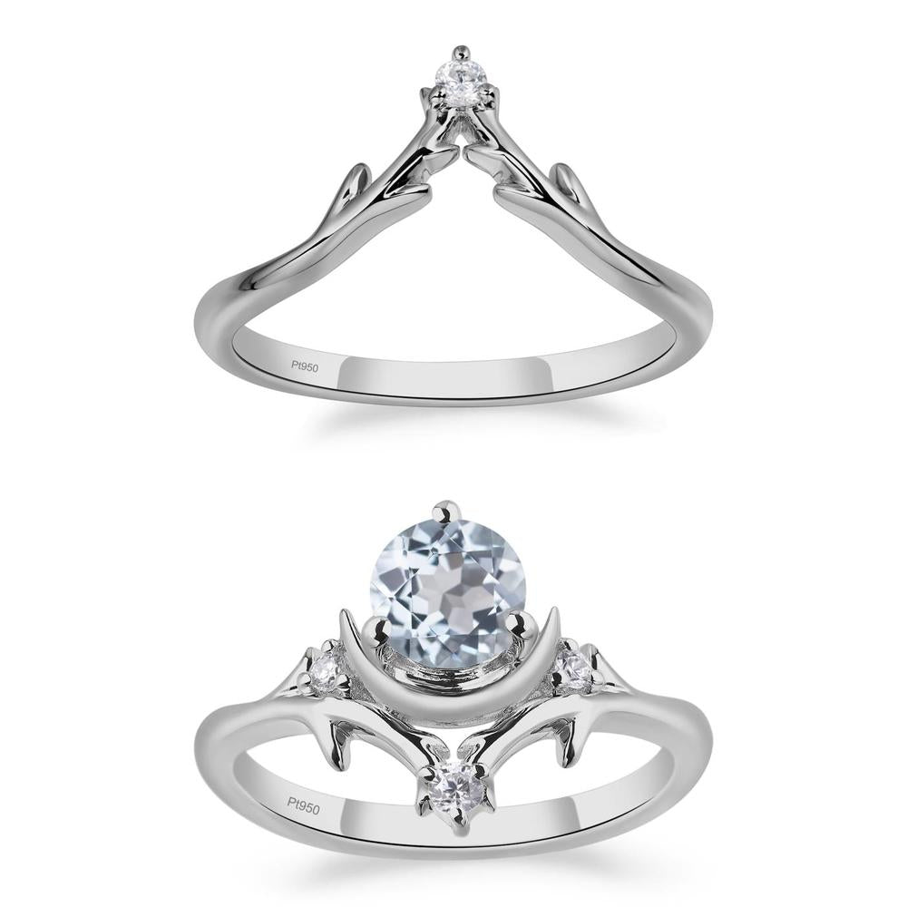 Aquamarine Crescent Moon and Star Ring - LUO Jewelry #metal_xxxxx