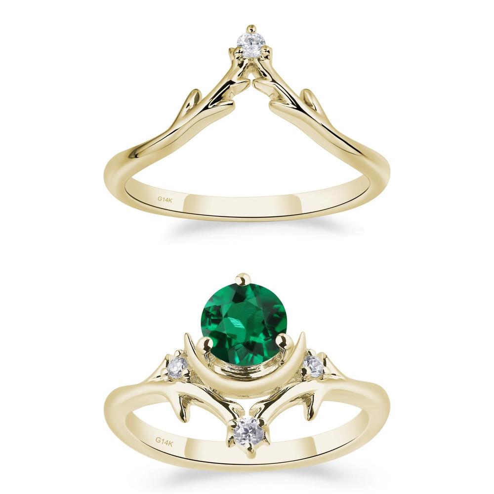 Emerald Moon and Star Ring - LUO Jewelry #metal_xxxxx