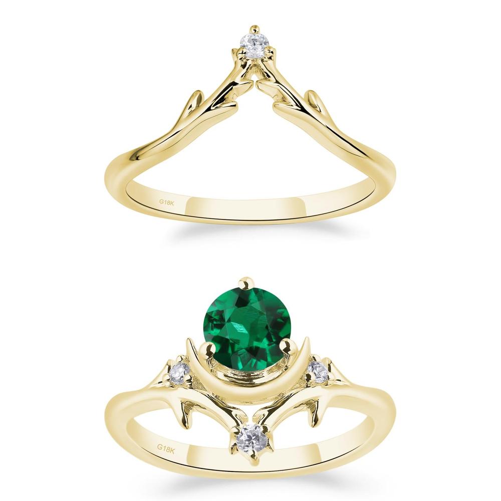 Emerald Moon and Star Ring - LUO Jewelry #metal_xxxxx