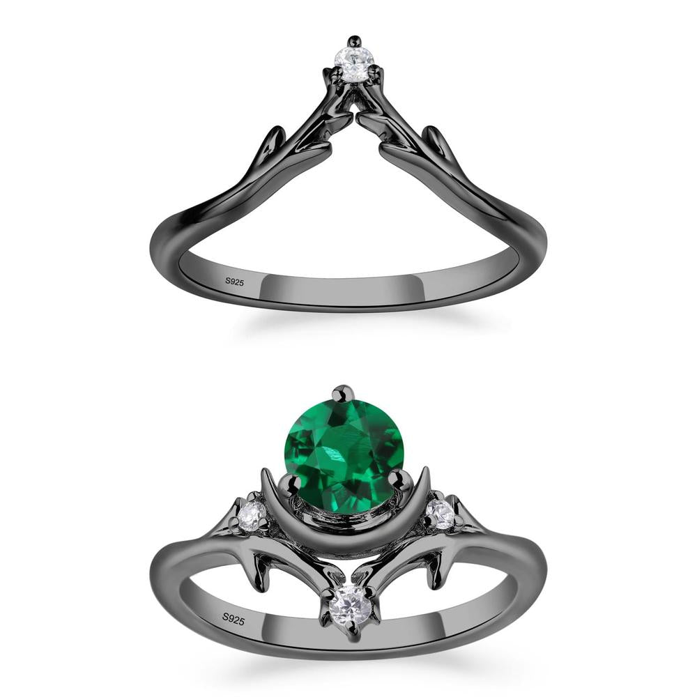 Emerald Moon and Star Ring - LUO Jewelry #metal_xxxxx