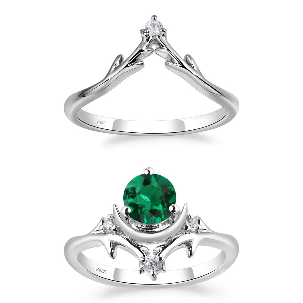 Emerald Moon and Star Ring - LUO Jewelry #metal_xxxxx