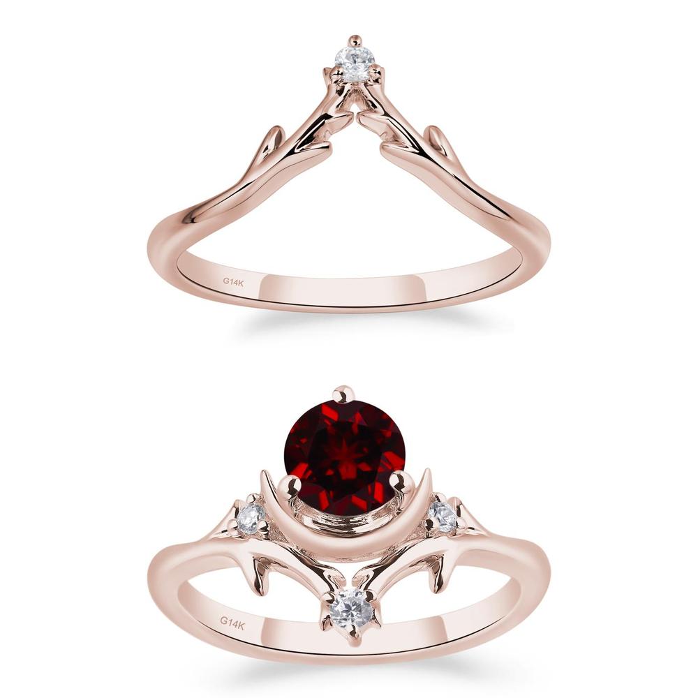 Garnet Ring with Moon and Star - LUO Jewelry #metal_xxxxx