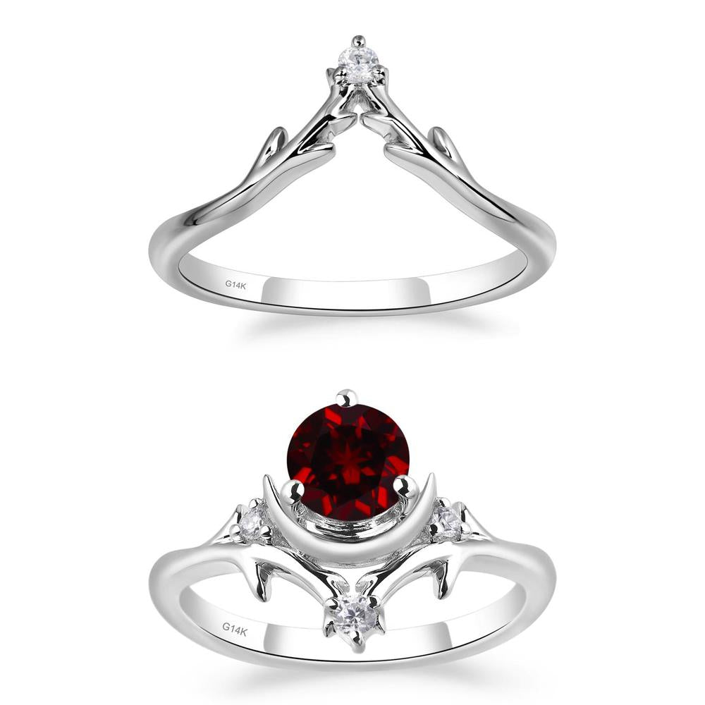 Garnet Ring with Moon and Star - LUO Jewelry #metal_xxxxx