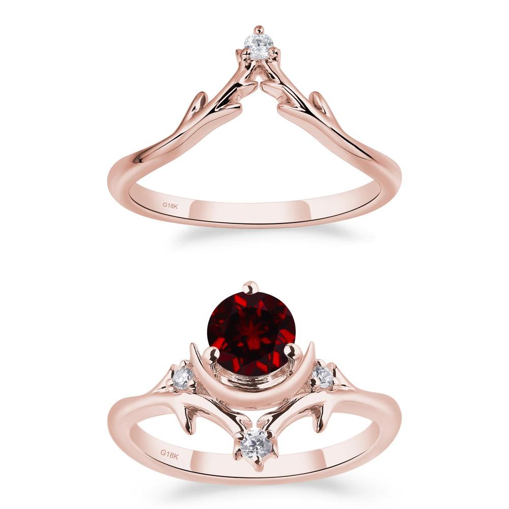 Garnet Ring with Moon and Star - LUO Jewelry #metal_xxxxx