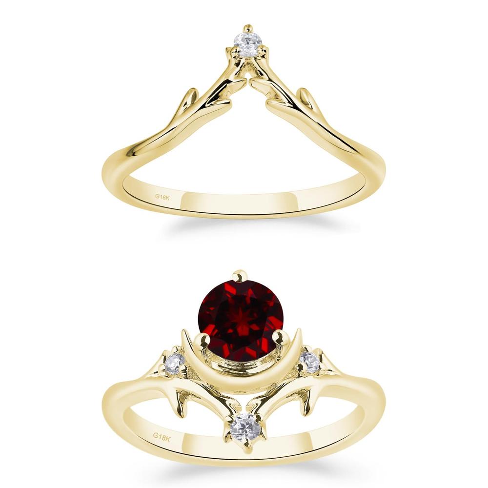 Garnet Ring with Moon and Star - LUO Jewelry #metal_xxxxx