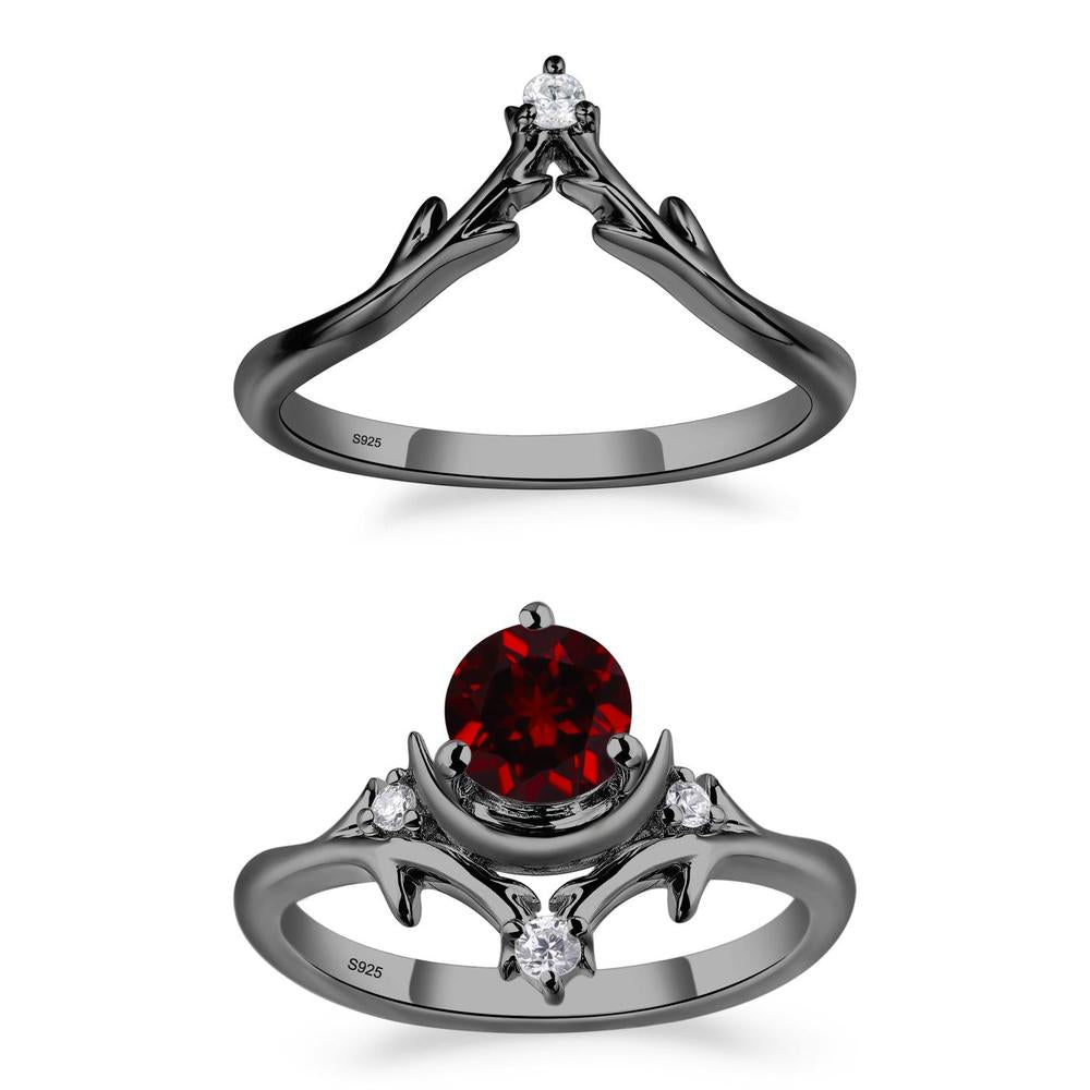 Garnet Ring with Moon and Star - LUO Jewelry #metal_xxxxx