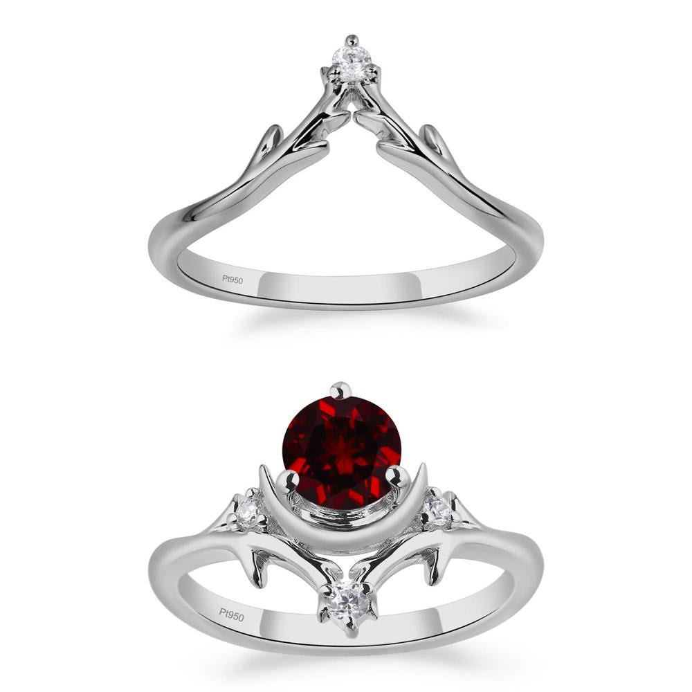 Garnet Ring with Moon and Star - LUO Jewelry #metal_xxxxx