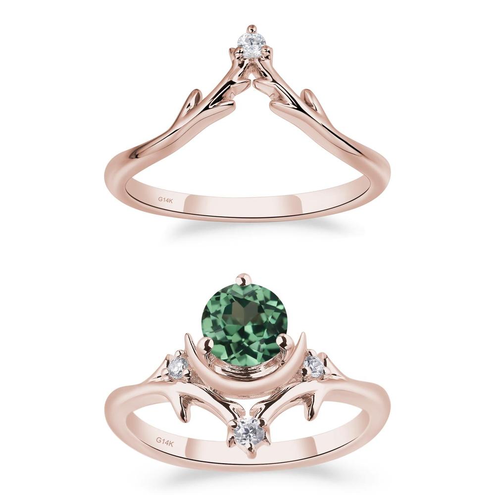Green Sapphire Star and Moon Engagement Ring - LUO Jewelry #metal_xxxxx