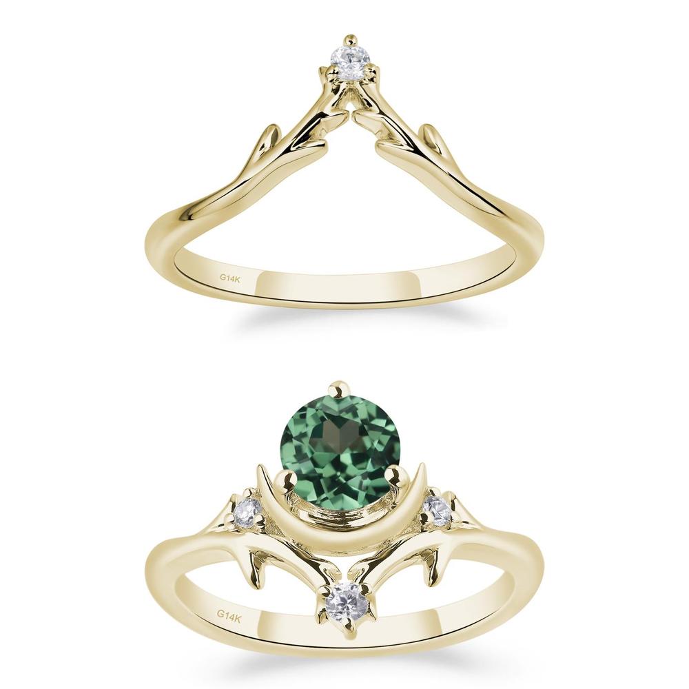 Green Sapphire Star and Moon Engagement Ring - LUO Jewelry #metal_xxxxx