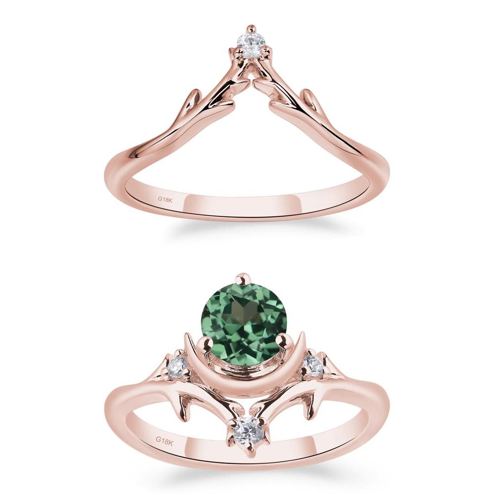 Green Sapphire Star and Moon Engagement Ring - LUO Jewelry #metal_xxxxx