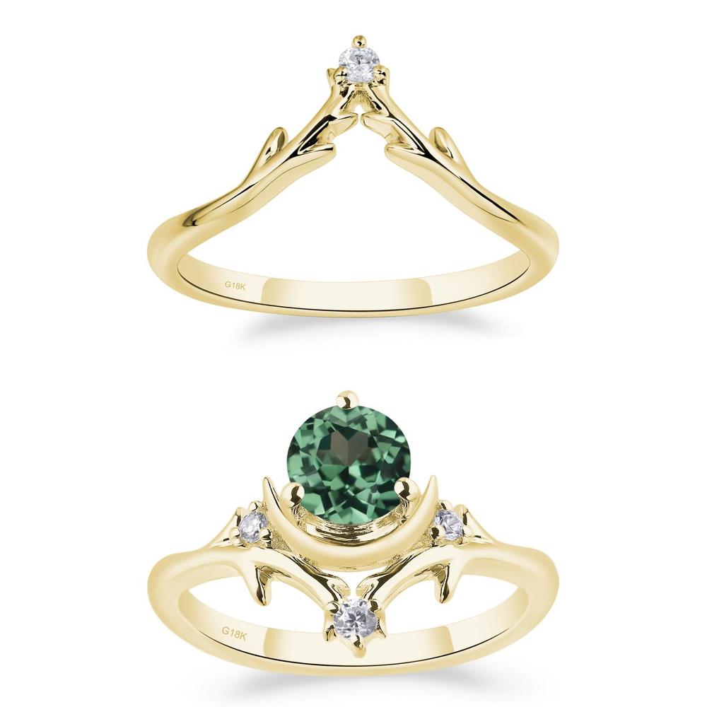 Green Sapphire Star and Moon Engagement Ring - LUO Jewelry #metal_xxxxx