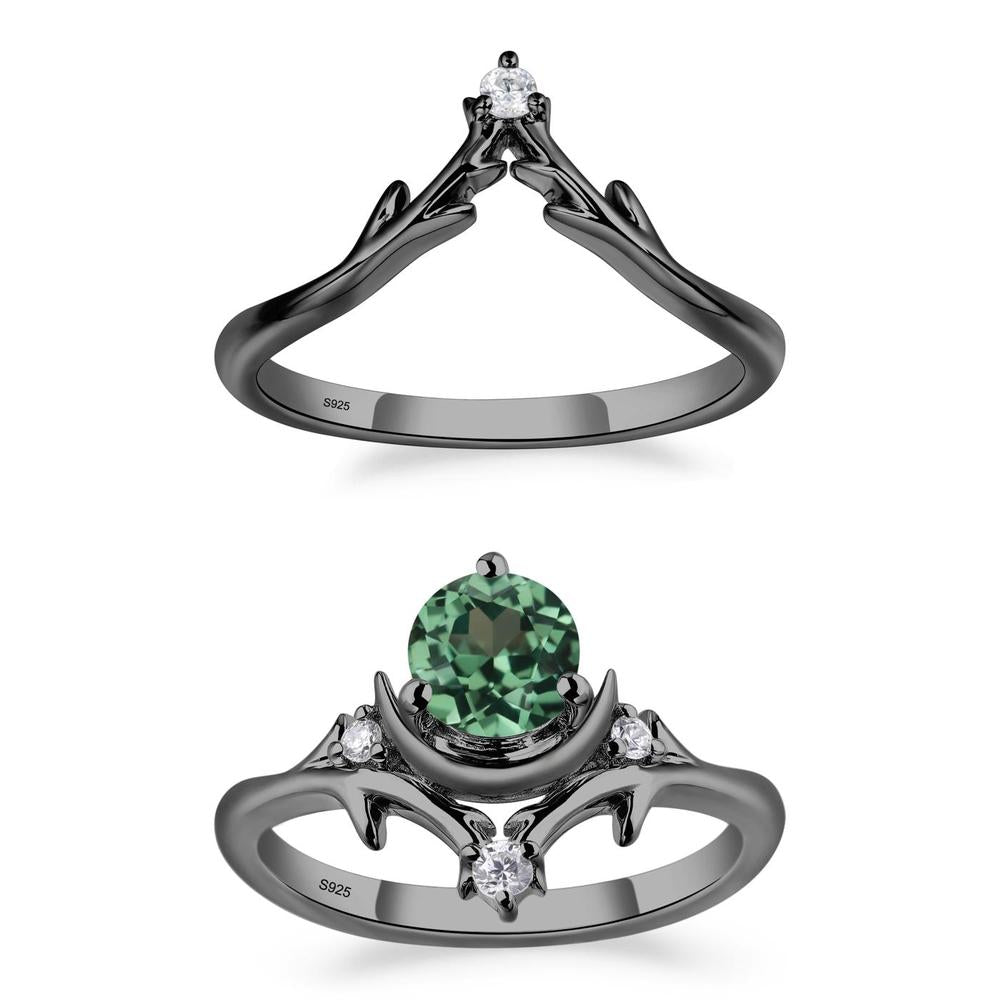 Green Sapphire Star and Moon Engagement Ring - LUO Jewelry #metal_xxxxx