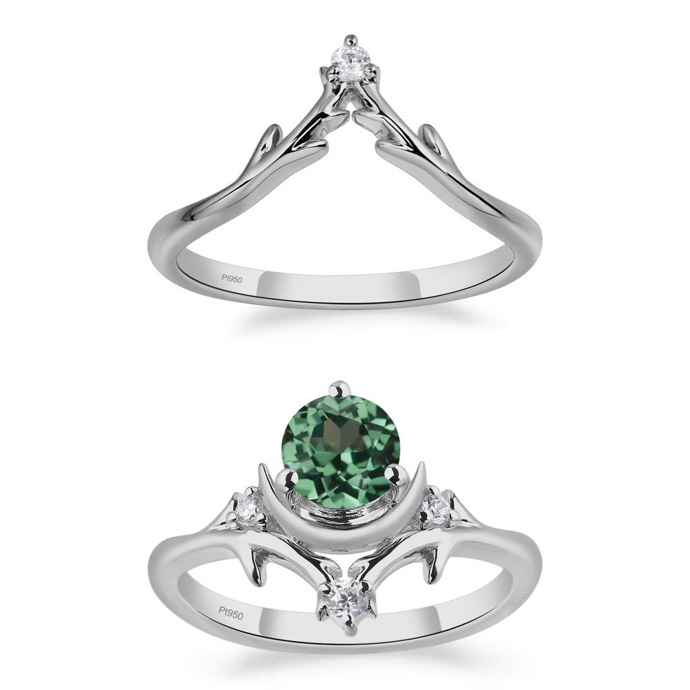Green Sapphire Star and Moon Engagement Ring - LUO Jewelry #metal_xxxxx