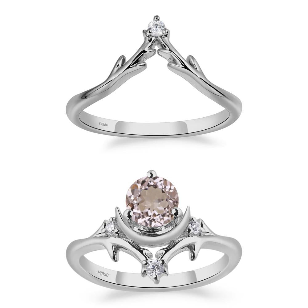 Morganite Crescent Moon and Star Ring - LUO Jewelry #metal_xxxxx