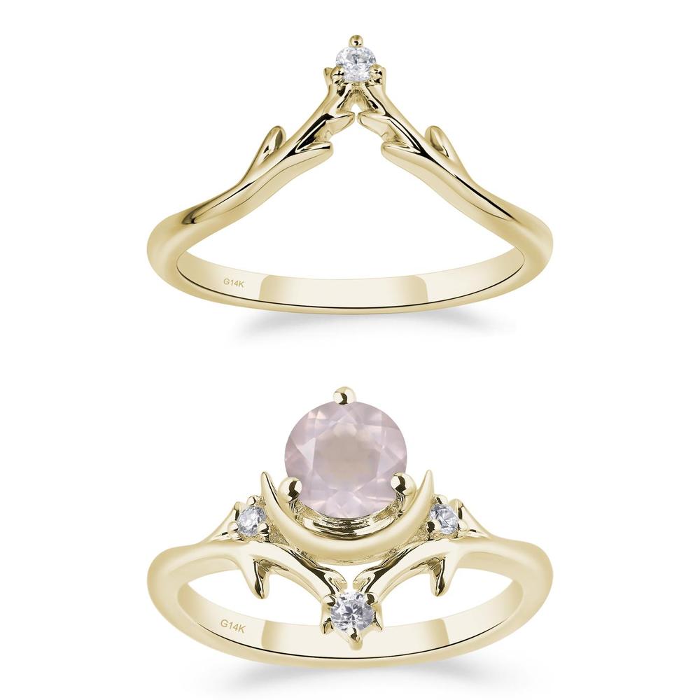 Rose Quartz Moon and Star Ring - LUO Jewelry #metal_xxxxx