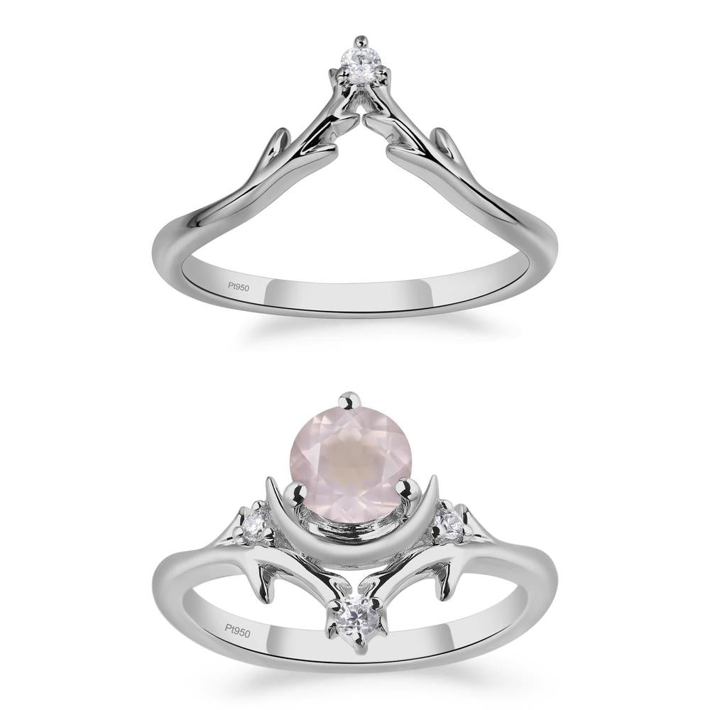 Rose Quartz Moon and Star Ring - LUO Jewelry #metal_xxxxx