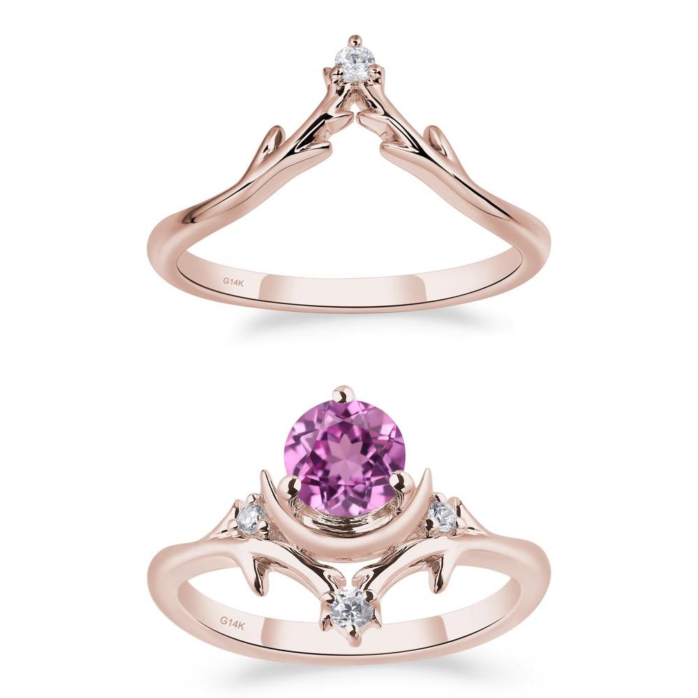 Pink Sapphire Ring with Moon and Star - LUO Jewelry #metal_xxxxx
