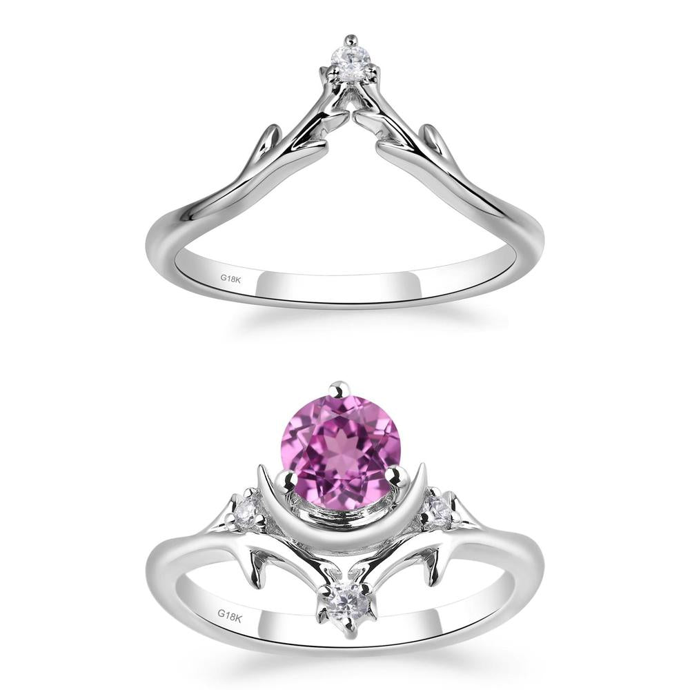 Pink Sapphire Ring with Moon and Star - LUO Jewelry #metal_xxxxx
