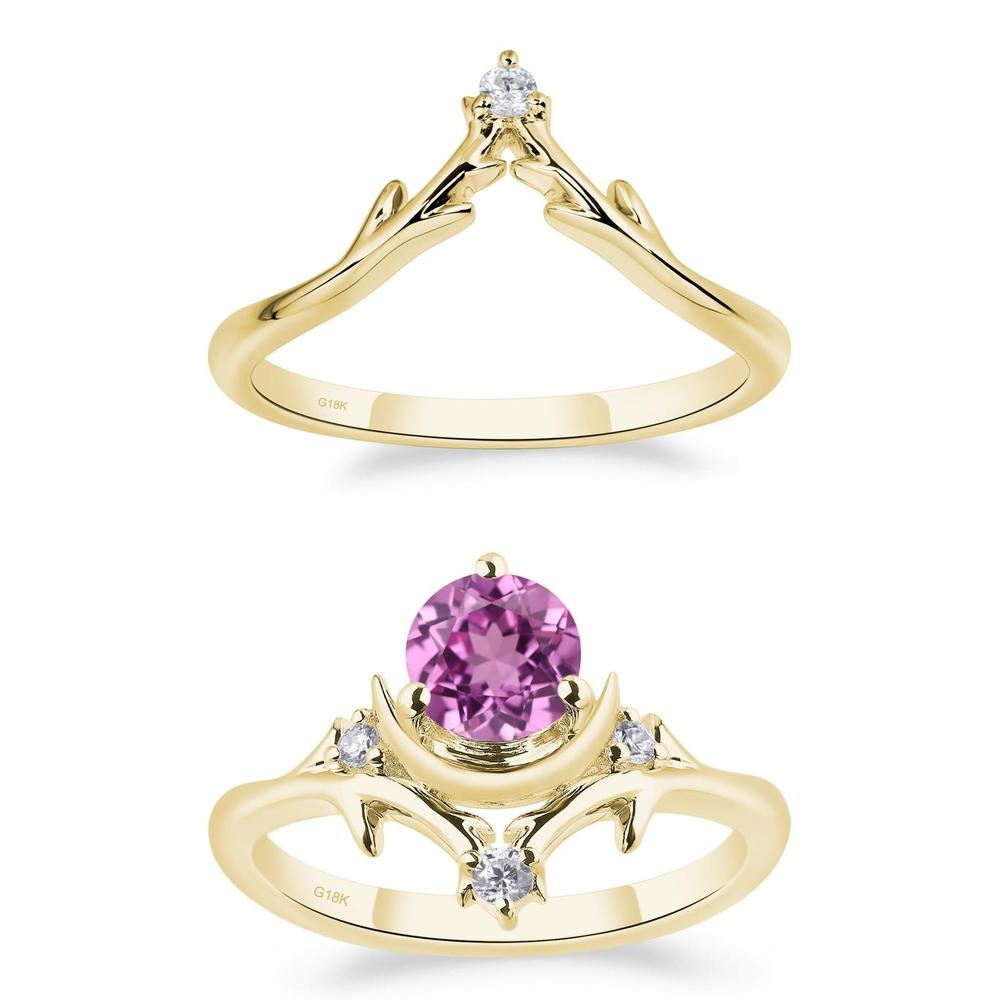 Pink Sapphire Ring with Moon and Star - LUO Jewelry #metal_xxxxx