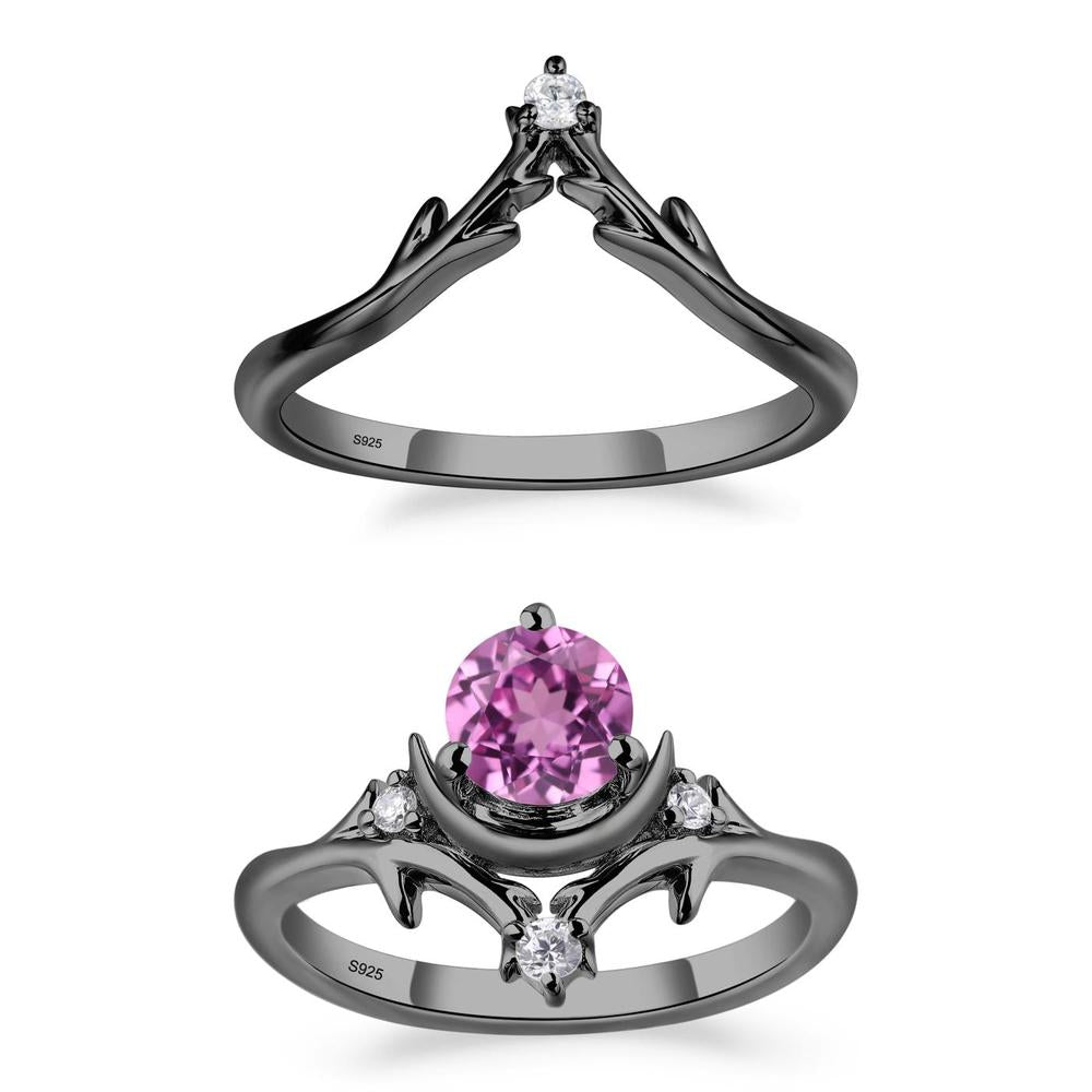 Pink Sapphire Ring with Moon and Star - LUO Jewelry #metal_xxxxx