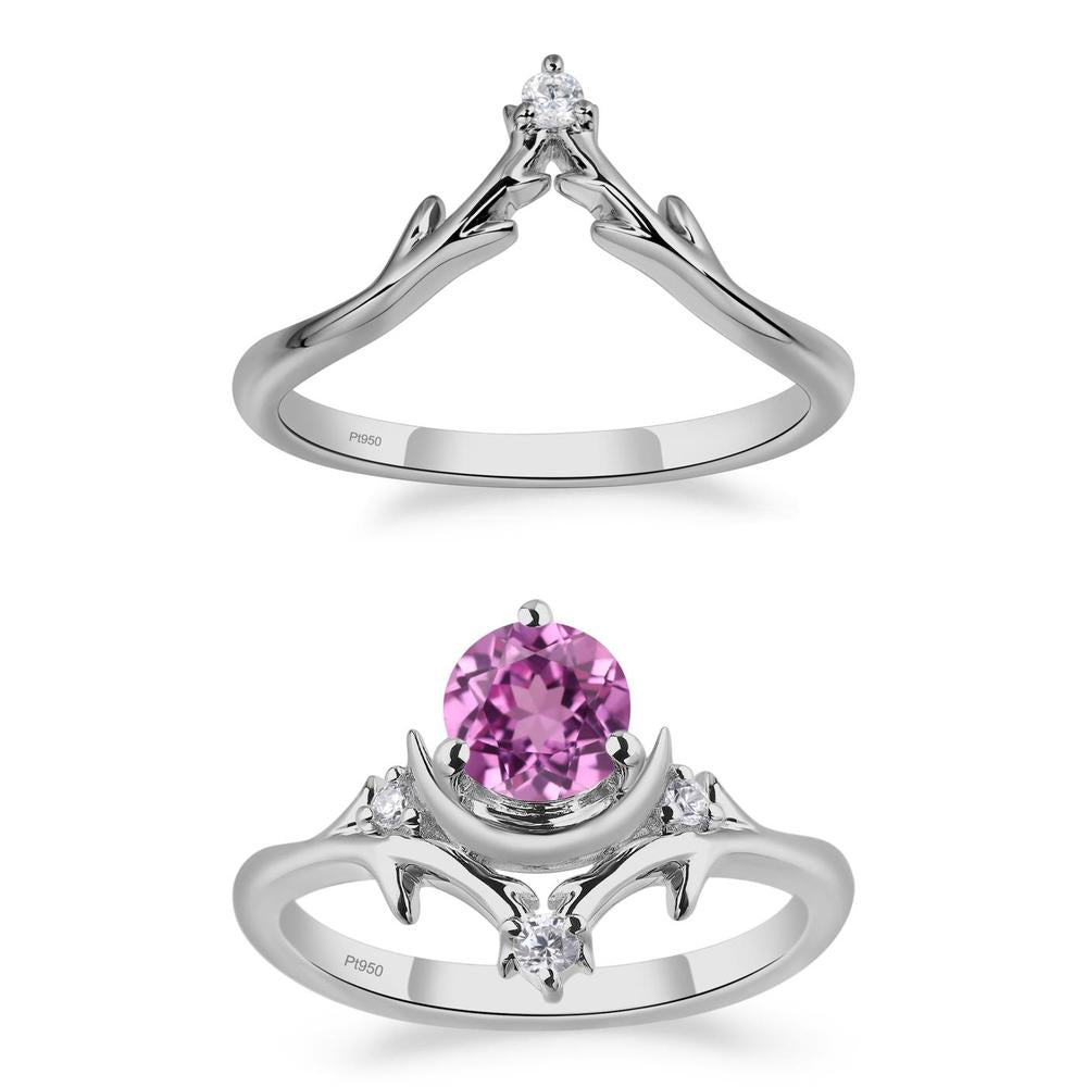 Pink Sapphire Ring with Moon and Star - LUO Jewelry #metal_xxxxx