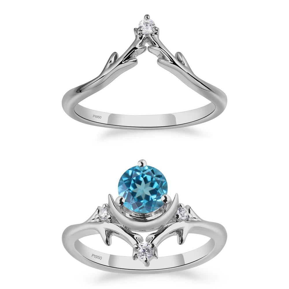 Swiss Blue Topaz Moon and Star Ring - LUO Jewelry #metal_xxxxx