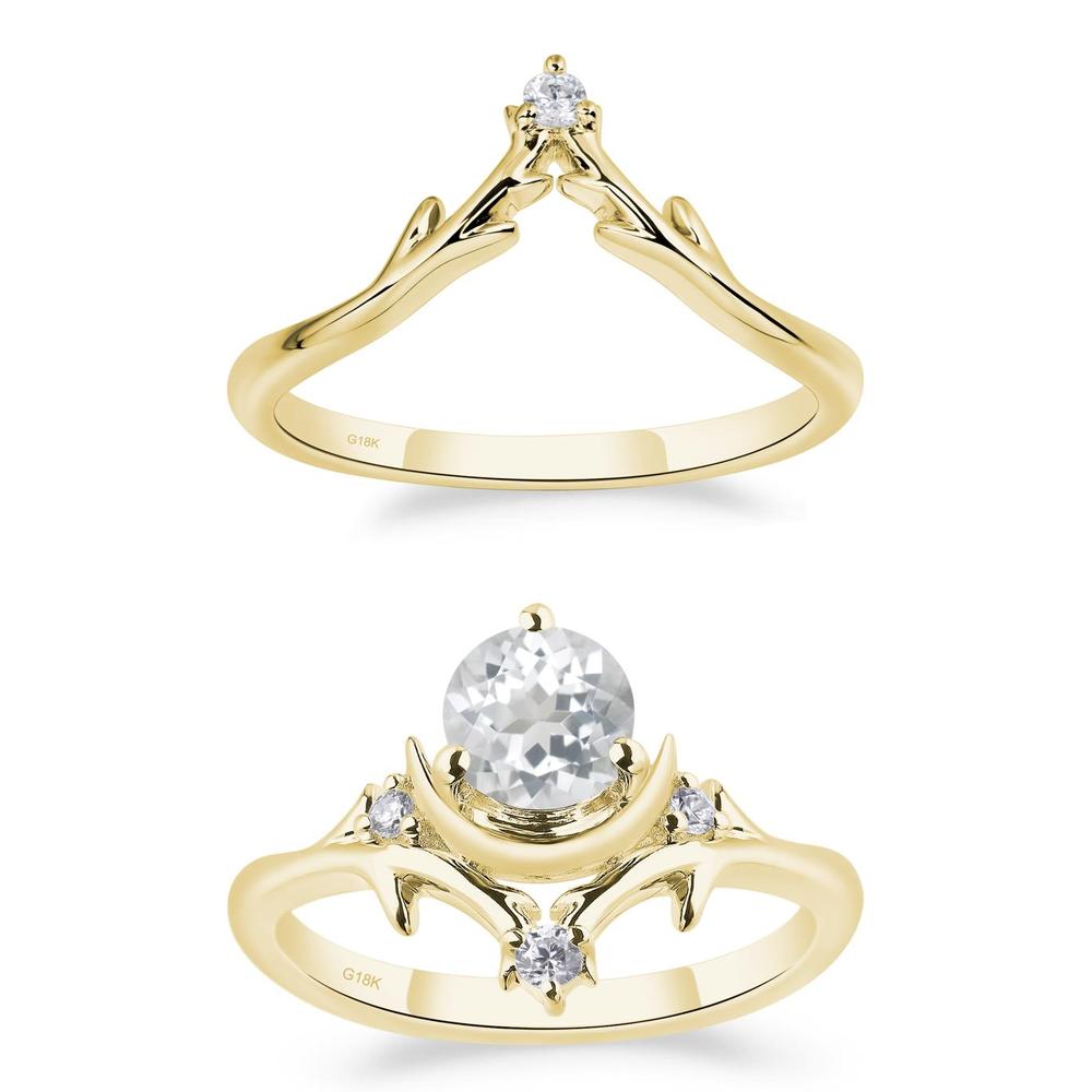 White Topaz Ring with Moon and Star - LUO Jewelry #metal_xxxxx