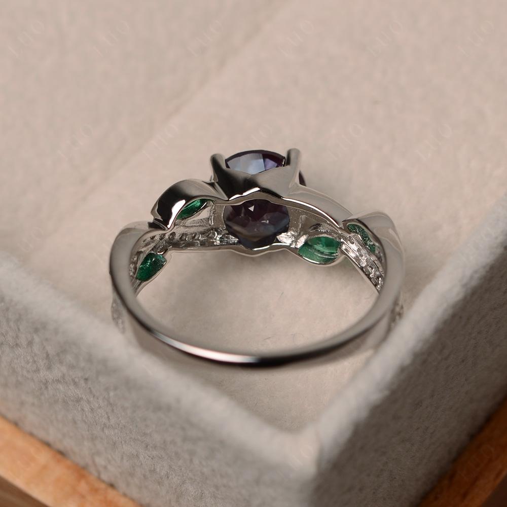 Alexandrite Engagement Ring with Leaf - LUO Jewelry