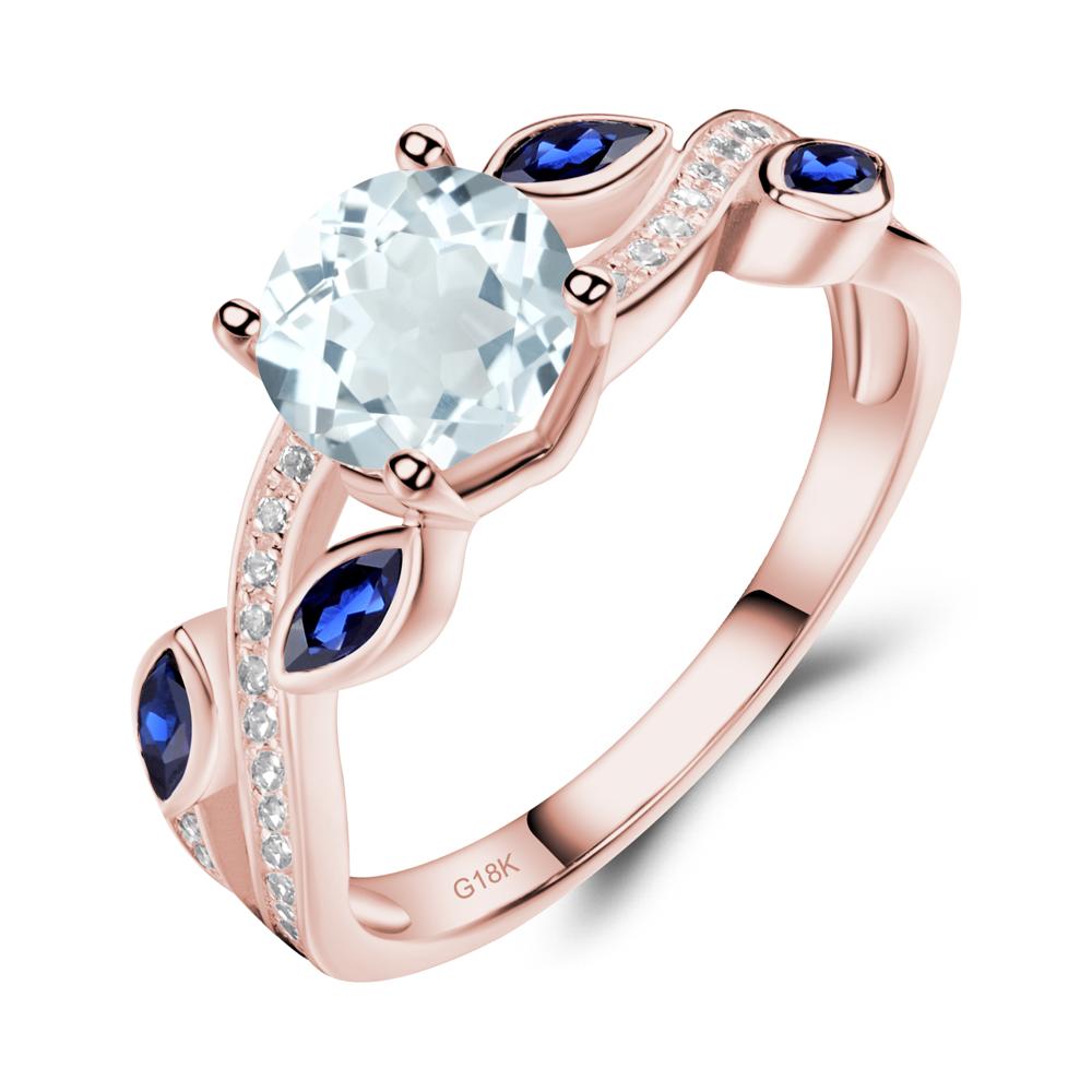 Aquamarine Leaf Engagement Ring - LUO Jewelry #metal_18k rose gold