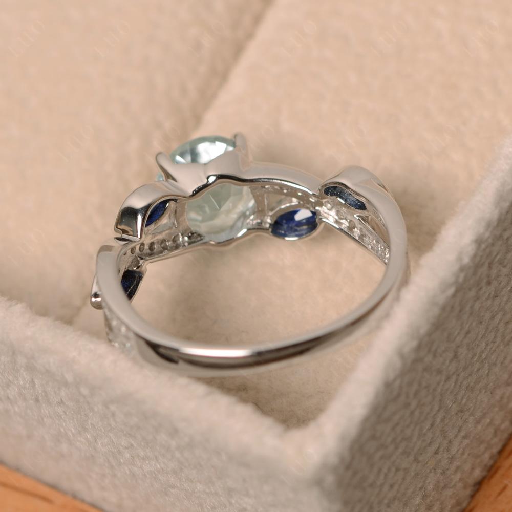 Aquamarine Leaf Engagement Ring - LUO Jewelry
