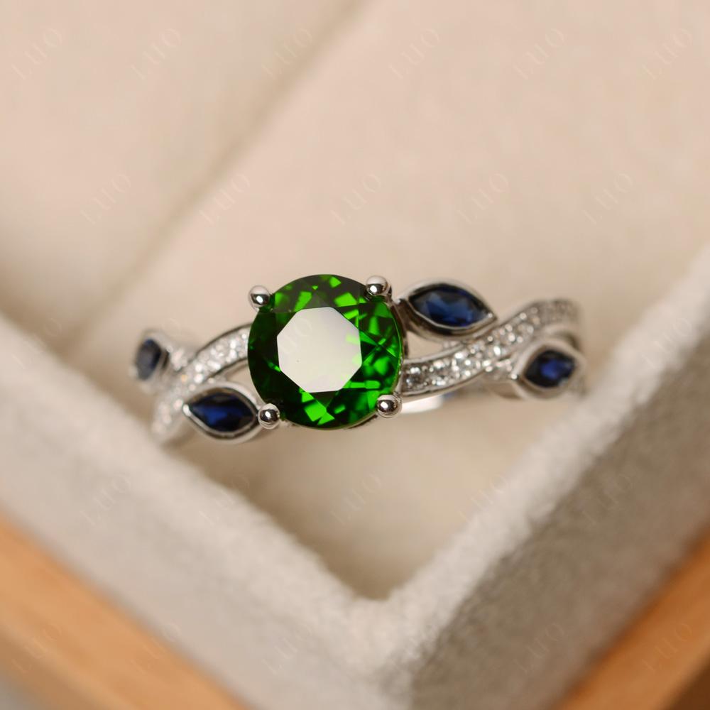 Diopside Leaf Engagement Ring - LUO Jewelry