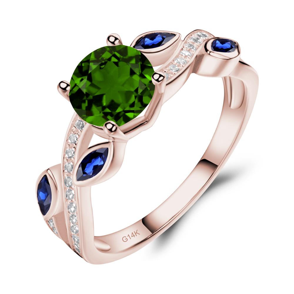 Diopside Leaf Engagement Ring - LUO Jewelry #metal_14k rose gold
