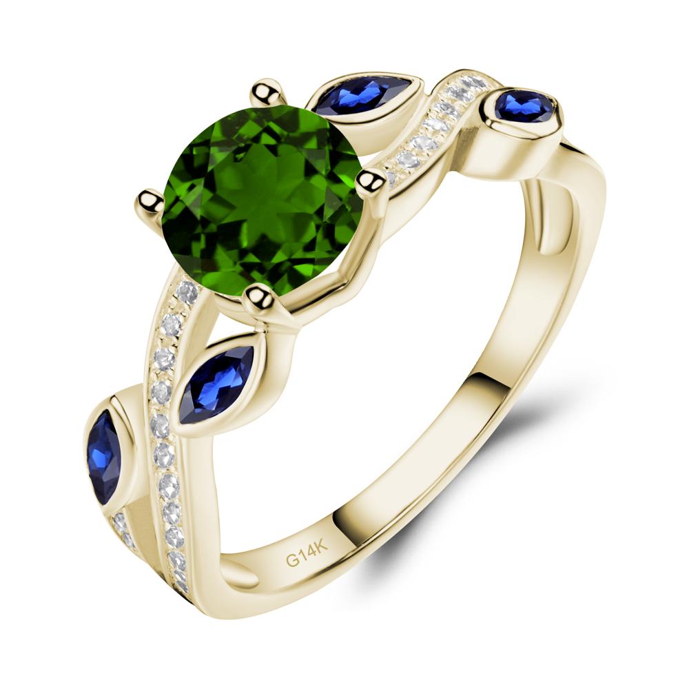Diopside Leaf Engagement Ring - LUO Jewelry #metal_14k yellow gold