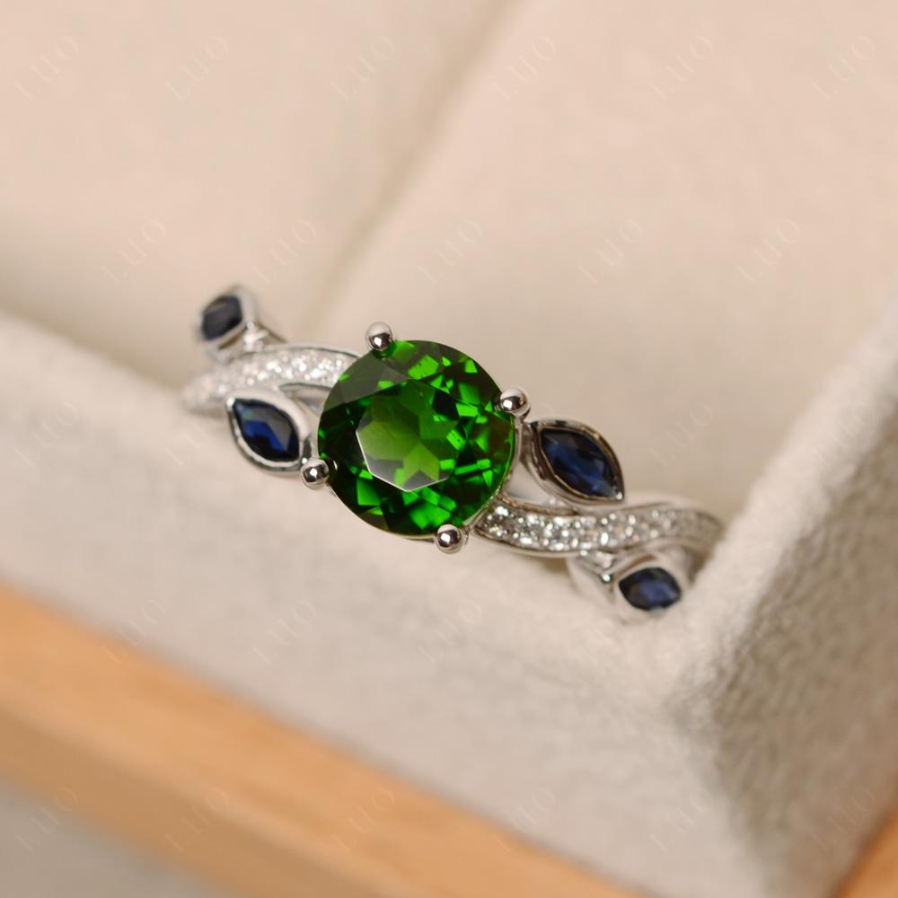Diopside Leaf Engagement Ring - LUO Jewelry