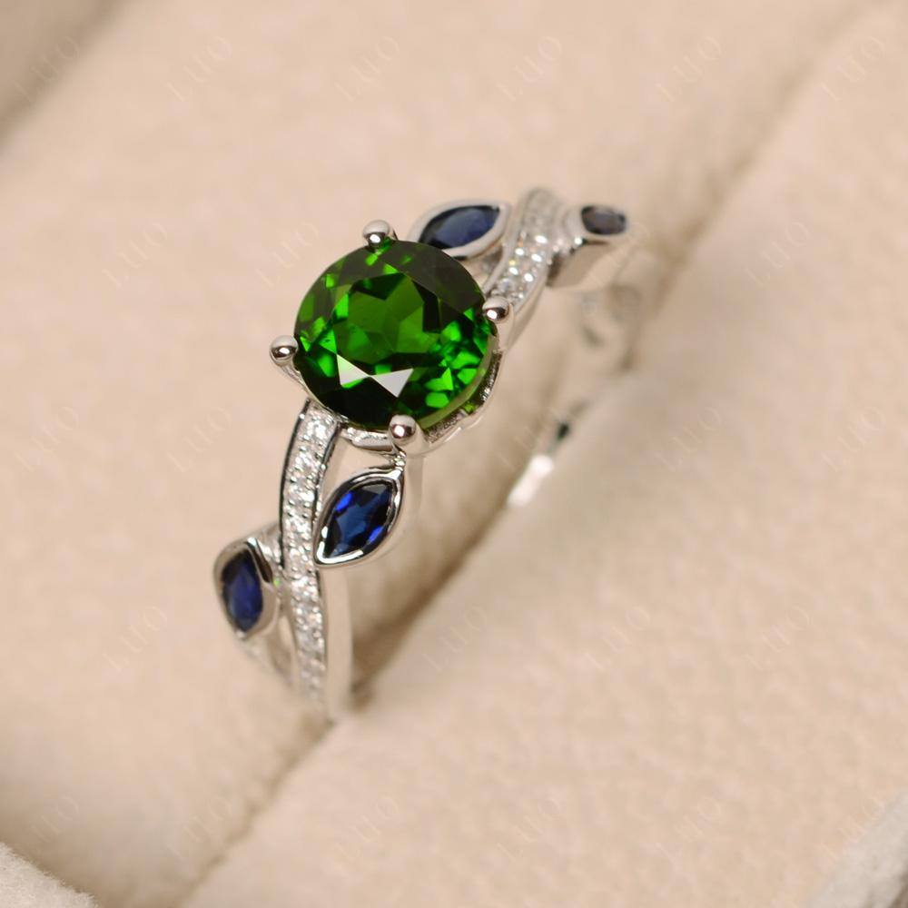 Diopside Leaf Engagement Ring - LUO Jewelry