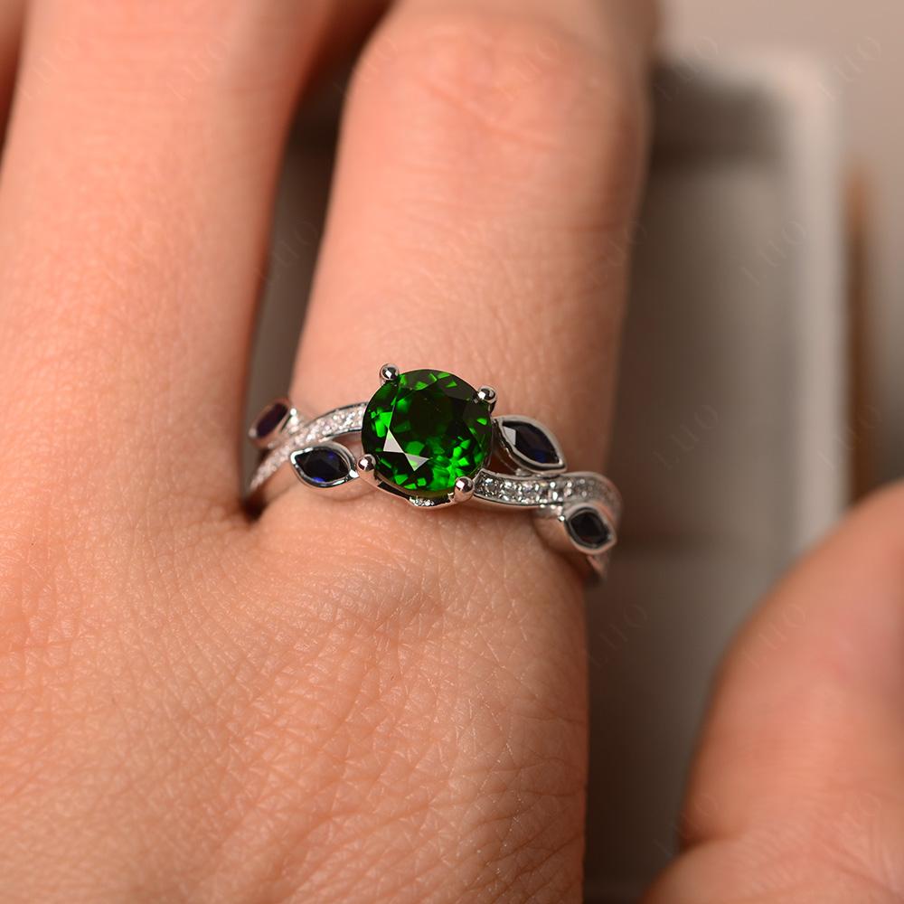 Diopside Leaf Engagement Ring - LUO Jewelry