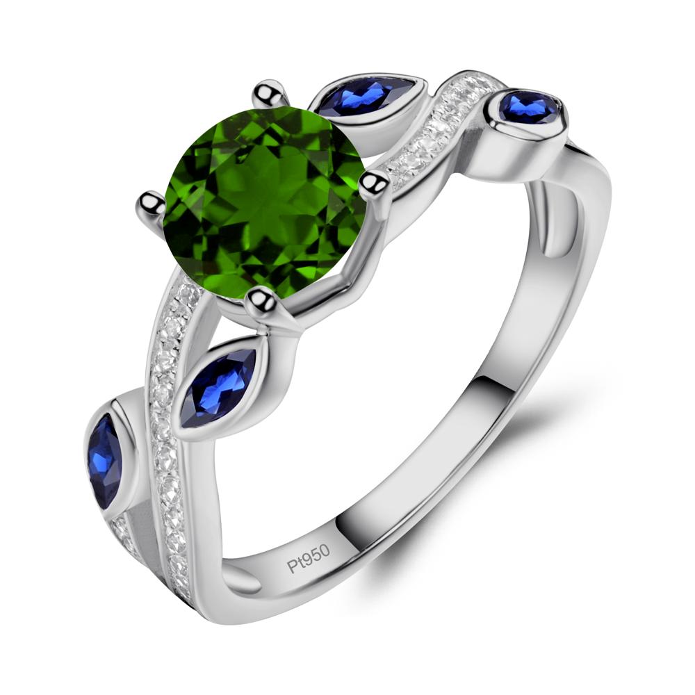 Diopside Leaf Engagement Ring - LUO Jewelry #metal_platinum