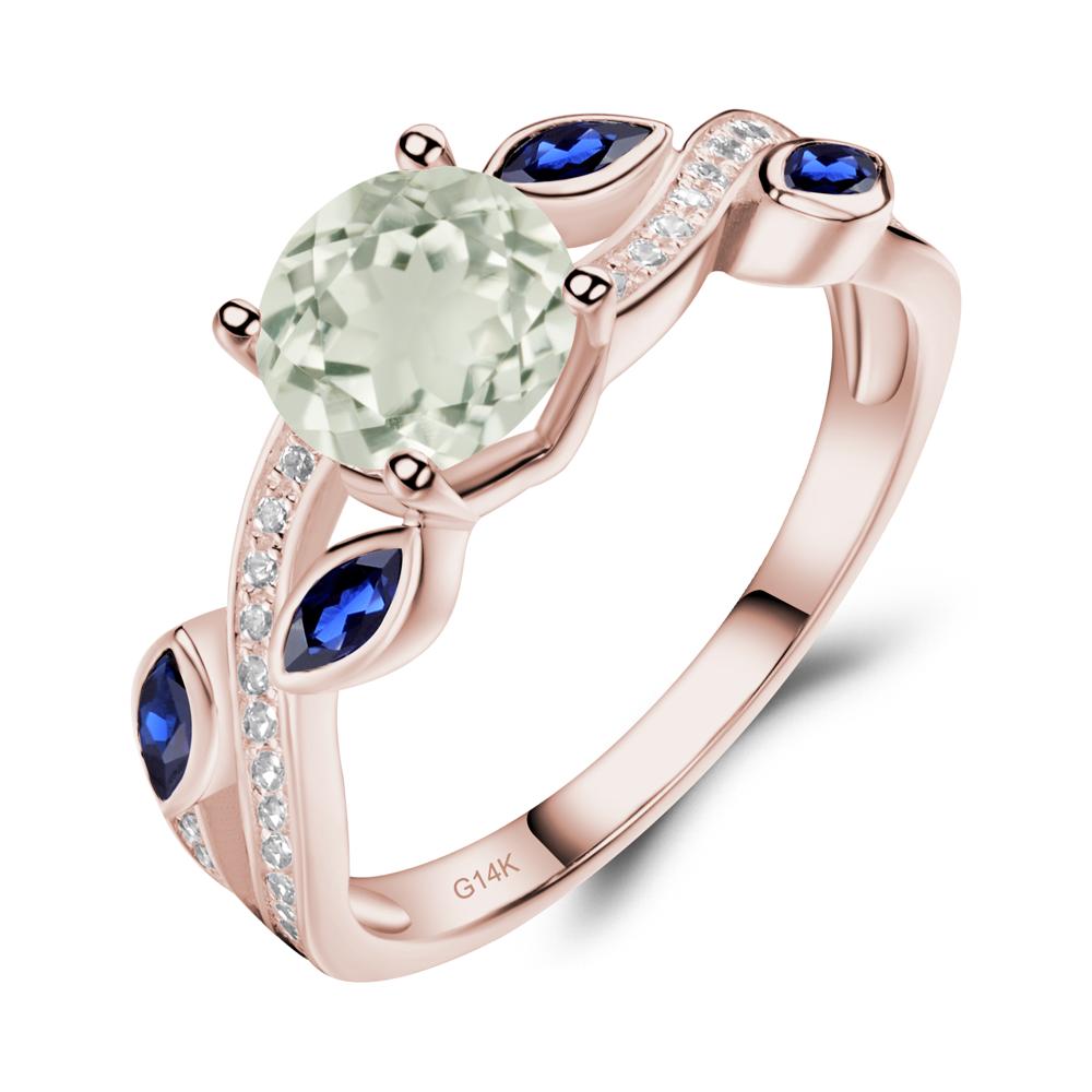 Green Amethyst Leaf Engagement Ring - LUO Jewelry #metal_14k rose gold