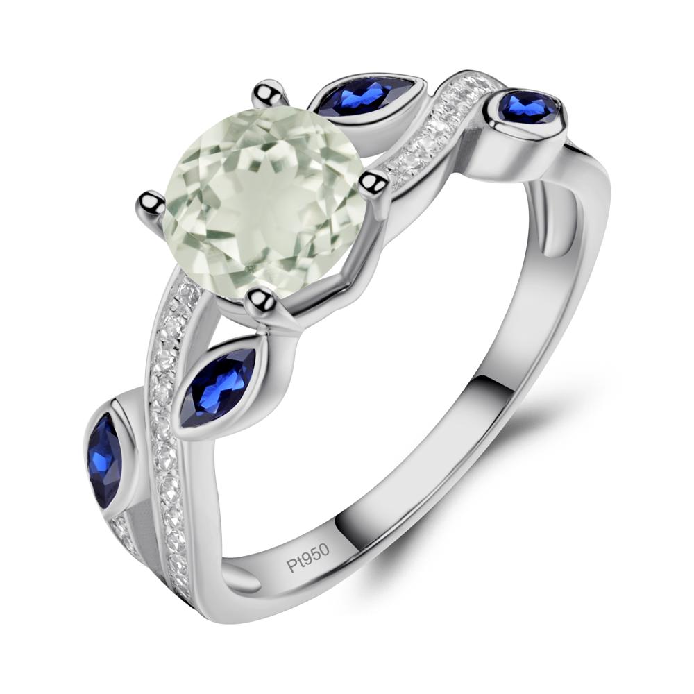 Green Amethyst Leaf Engagement Ring - LUO Jewelry #metal_platinum