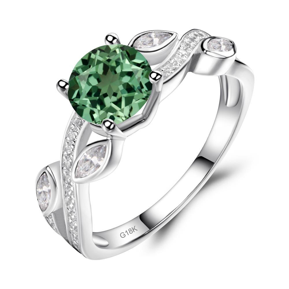 Green Sapphire Twisted Leaf Engagement Ring - LUO Jewelry #metal_18k white gold