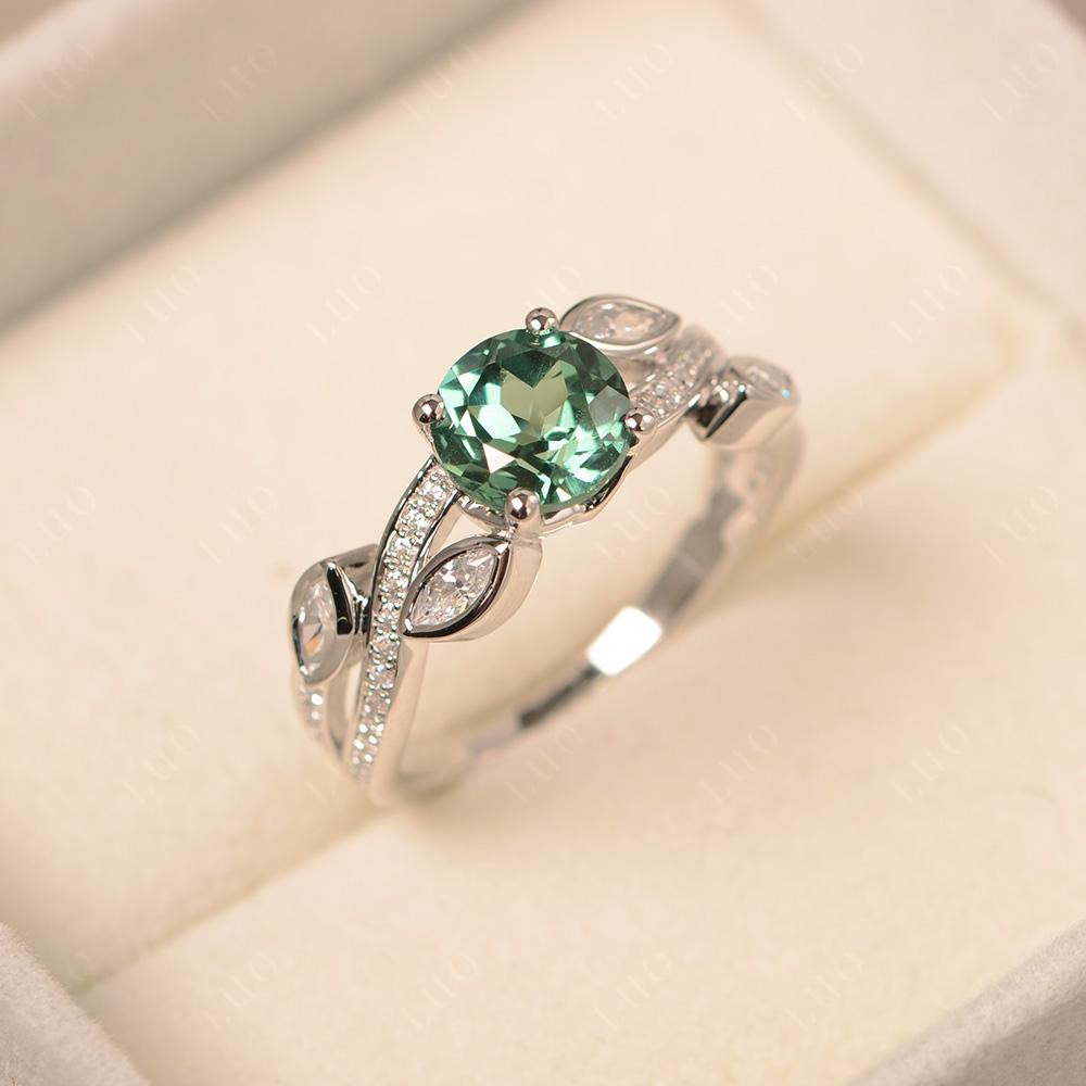 Green Sapphire Twisted Leaf Engagement Ring - LUO Jewelry