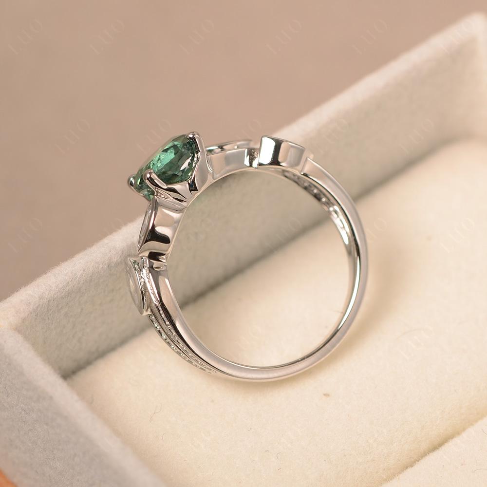 Green Sapphire Twisted Leaf Engagement Ring - LUO Jewelry