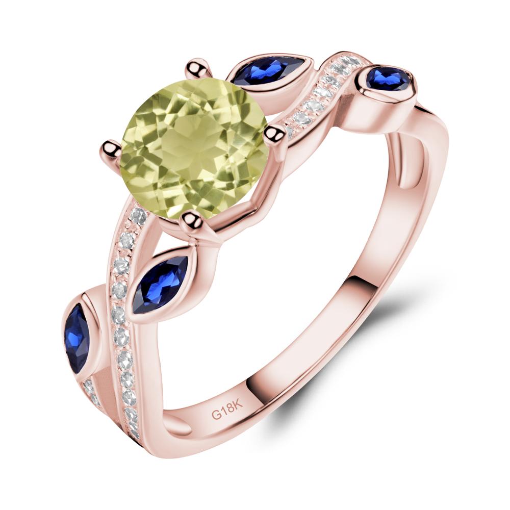 Lemon Quartz Engagement Ring with Leaf - LUO Jewelry #metal_18k rose gold