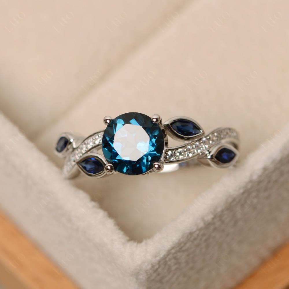 London Blue Topaz Leaf Engagement Ring - LUO Jewelry