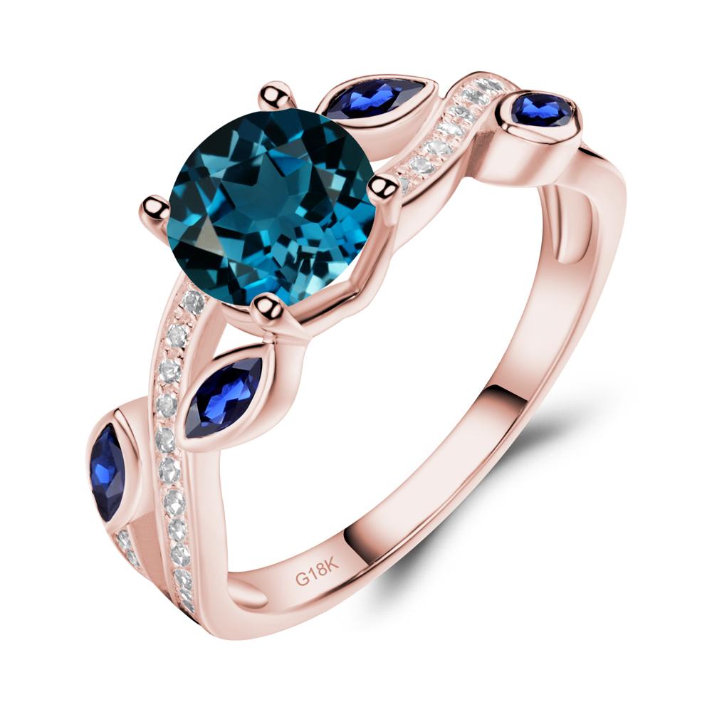 London Blue Topaz Leaf Engagement Ring - LUO Jewelry #metal_18k rose gold