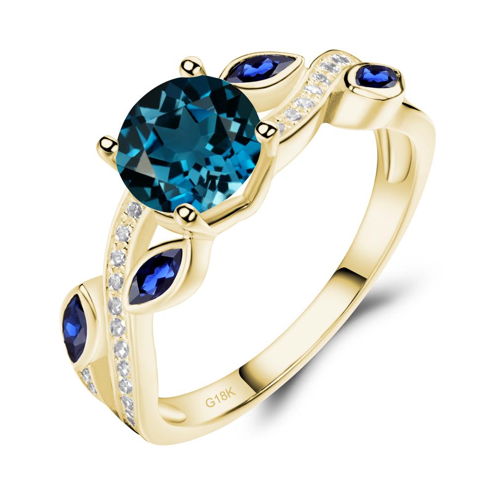 London Blue Topaz Leaf Engagement Ring - LUO Jewelry #metal_18k yellow gold