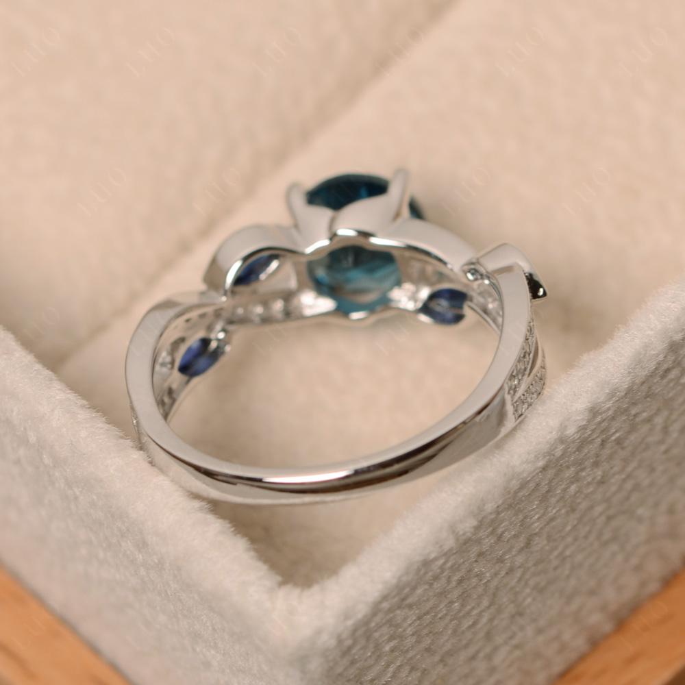 London Blue Topaz Leaf Engagement Ring - LUO Jewelry