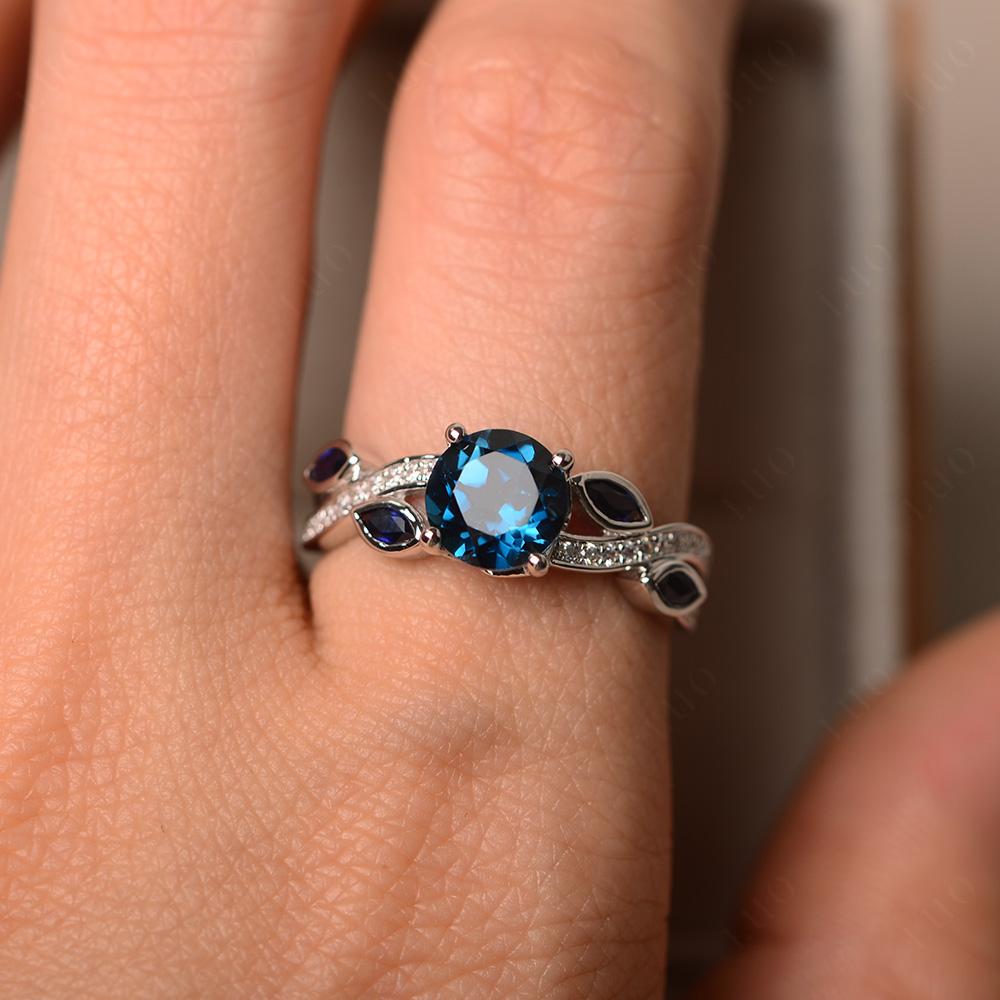 London Blue Topaz Leaf Engagement Ring - LUO Jewelry